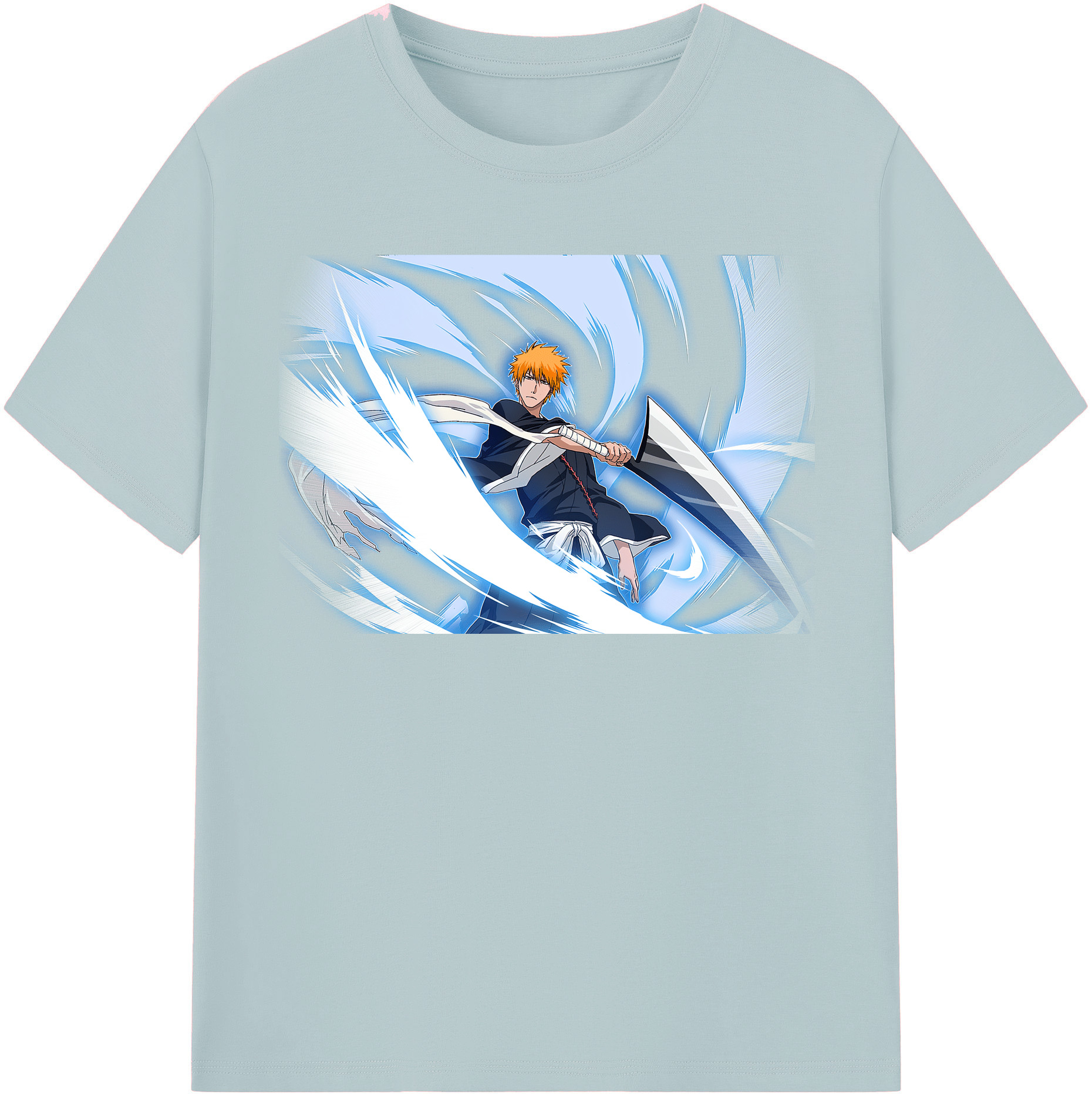 （画像用） ブリーチ 黒崎一護（くろさき いちご）BLEACH Kurosaki Ichigo 綿100％半袖Tシャツ（フロントプリント）